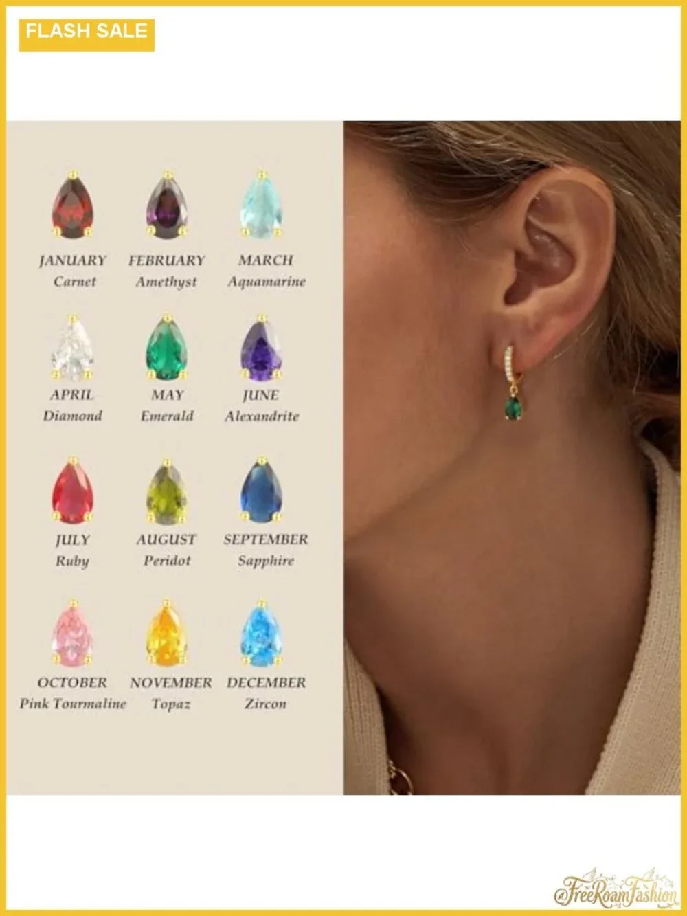 Dangle Diamond Birthstone Earrings Hypoallergenic Brass Women Gift